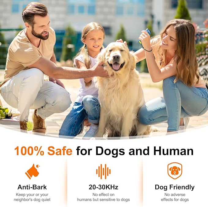 SEDULAN Dog Bark Deterrent Devices Anti Barking Device for Dogs Ultrasonic Bark Stopper Portable Dog Training Tool Indoor Outdoor Up to 50ft Correct Bad Behavior of Own or Neighbor's Dog (Blue)