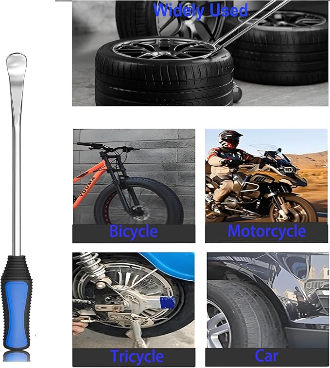 PINKJOY 11.5" Tire Spoon Kit, 24pcs Tire Changing Tool for Motorcycle Dirt Bike Lawn Tractor Bicycle, Motorcycle Tire Changer Tire Removal Tool with 3pcs Rim Covers 6pcs Valve Tool Valve Cores