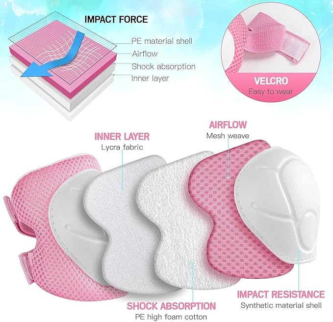 Kids Bike Helmet Set for Boys Girls Toddler Bicycle Helmet Adjustable Skateboard Helmet Protective Gear Set Knee Elbow Wrist Pads for Children Cycling, Scooter, Outdoor Sports