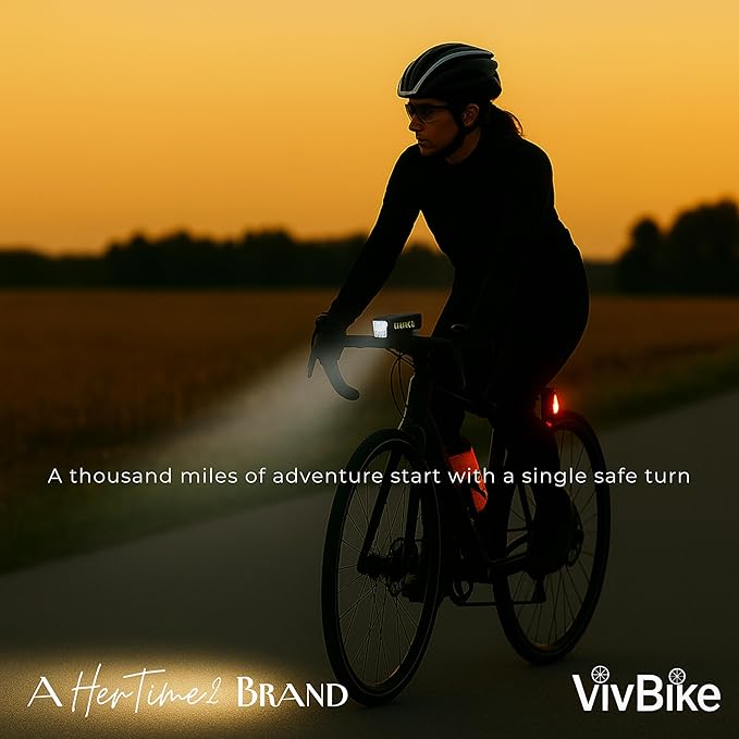 HerTime2 VivBike Rechargeable Bike Light – LED Bicycle Headlight, USB-C Charging, Waterproof, Multiple Lighting Modes