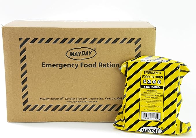 Mayday Emergency Food Bars, 1200 Calorie Meal Replacement Bars, 5 Year Shelf Life, Nutrient Dense Food Rations for Disaster Preparedness Earthquake, Fire, Flood, Leak-Proof Pouches, Highly Storable and Portable Food Storage, Apple Cinnamon, 36 Pack
