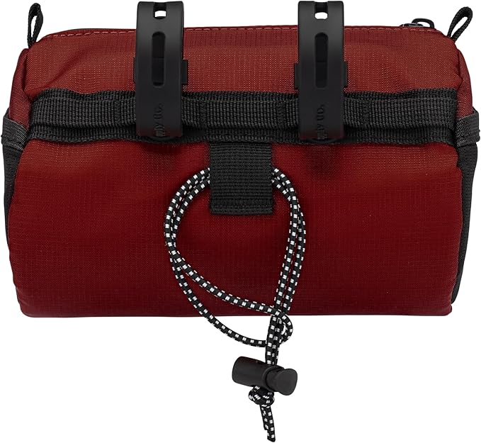 Oso Supply Co Handlebar Bike Bag – Water-Resistant Hard Shell with Quick-Access Zipper, Side Mesh Pockets, and Spacious Storage – Ideal for Cycling, Commuting, and Adventure Rides (Red)