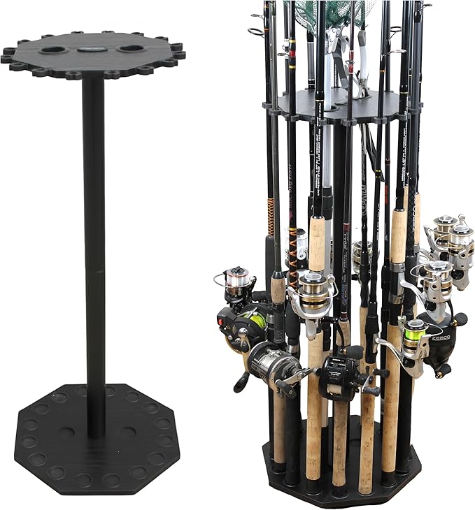 Rush Creek Creations | Rod Holder for 16 Fishing Poles, Garage Organization and Storage, for Reels, Gear, Accessories, Tackle Box