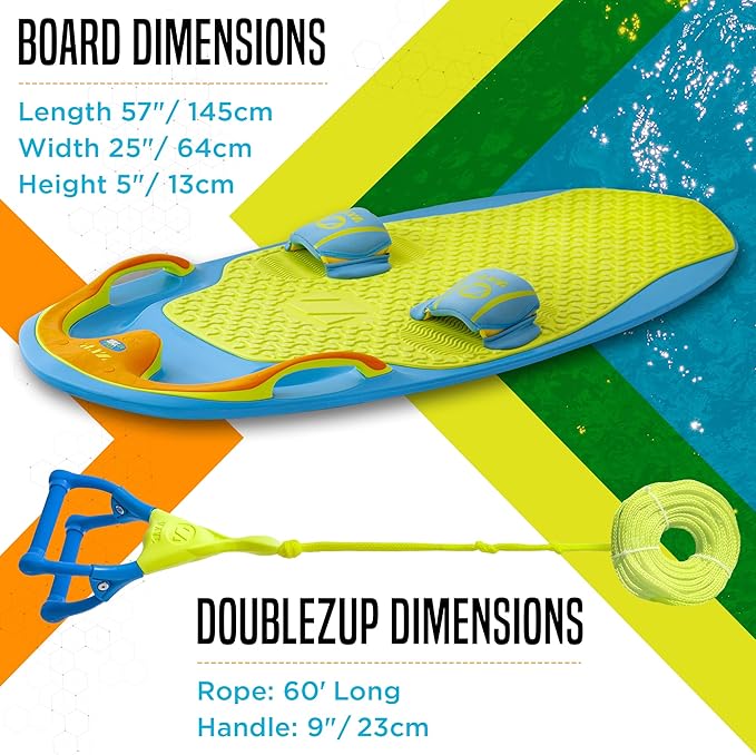 ZUP You Got This 260 Board and Handle Combo with EVA Foam Padding, All-in-One Kneeboard, Wakeboard, Wakeskate, and Wakesurf Board for Kids, Teens, and Adults, 51.7" x 23.8" x 4.6"