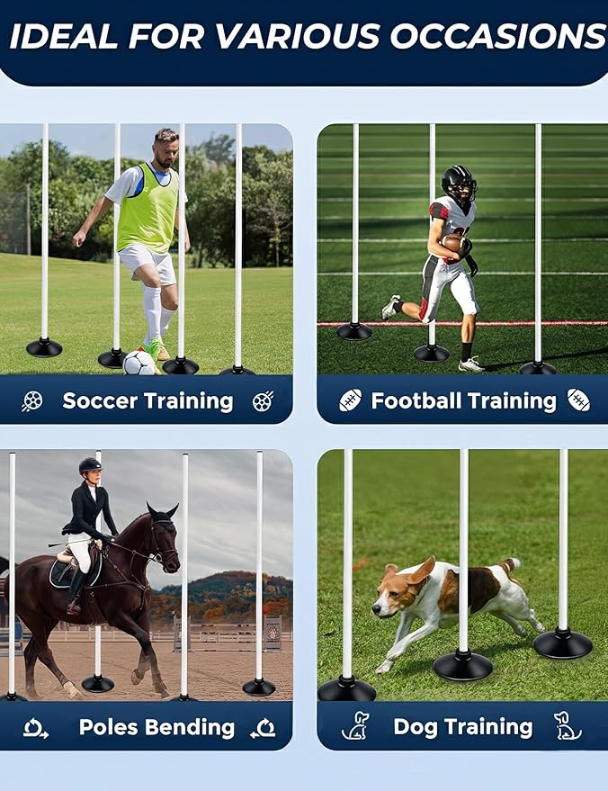 6 Pcs 6FT Pole Bending Poles for Horses, Adjustable Equestrian Sports Training Equipment for Horses, Agility Poles for Horses, Soccer, Football, Dog