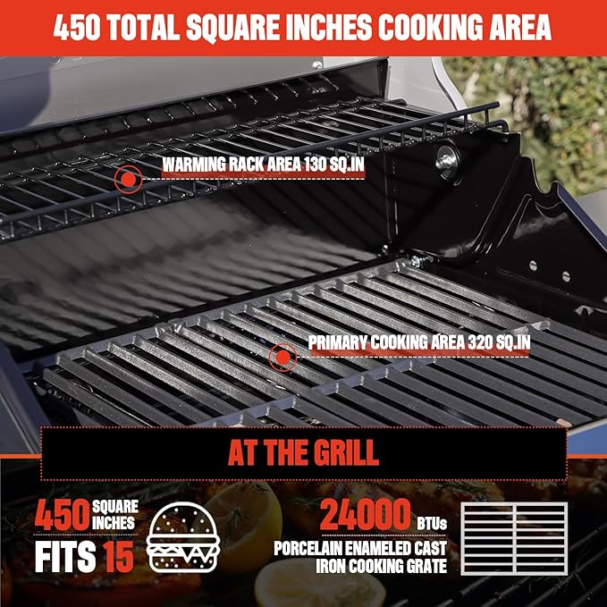 Monument Grills 2バーナー ステンレススチール製液化プロパンガスグリル、折りたたみ式サイドシェルフ2つ、Clearview®蓋、ノブコントロール、Mesa200S BBQカバー付き