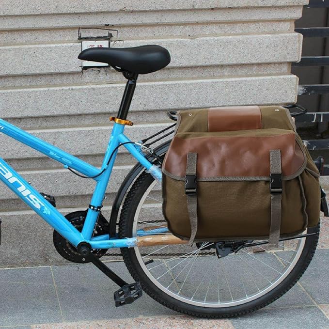 YAPJEB Bike Bags for Bicycle Rear Rack, Black Green Khaki Trunk Pannier Saddle Seat Bag Carrier for Commuter Cycling Travel(Khaki)