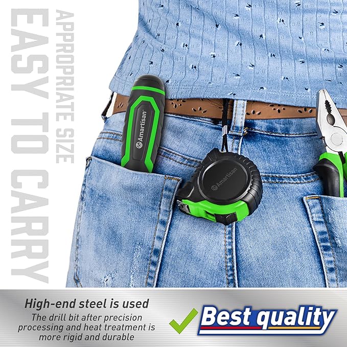 Amartisan 18-in-1 Multi-bit Screwdriver Set Tool All in One, Portable Multi-Purpose Screwdriver, Slotted/Philips/Pozi/Torx/Square,Nut Driver (Green)