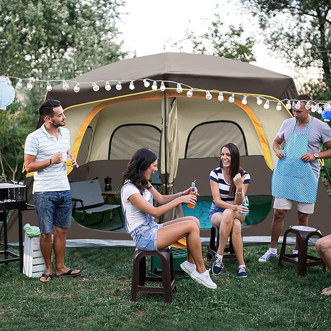 UNP 2/4/6/8 Person Tent, Portable Cabin Tent, Camping Tent 4-Person Easy Set Up, Waterproof with Top Rainfly for Outdoor Camping/Hiking