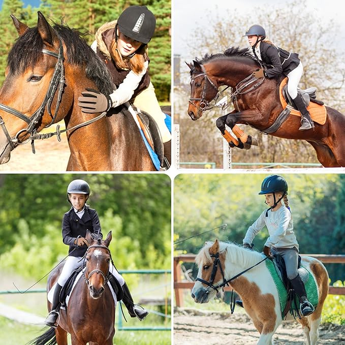 FINGER TEN Horse Riding Gloves Equestrian Women Kids for Girls Boys Mesh Breathable Lightweight Color Pack, Comfortable Grip for Summer
