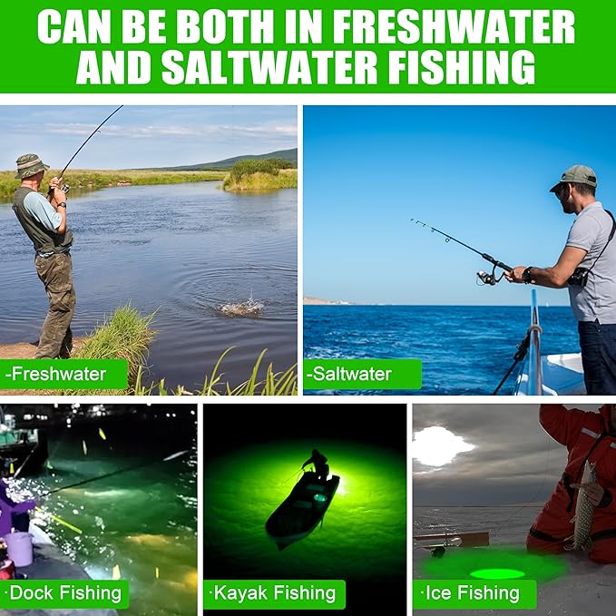 AGOOL Underwater Fishing Light, 4pcs Deep Drop Fishing Light Waterproof Flashing LED Night Fishing Light Attractive Light Green Light Bait Lure Lamp Fishing Bait Lure 5 Colors 6.7 inch 4.7 inch