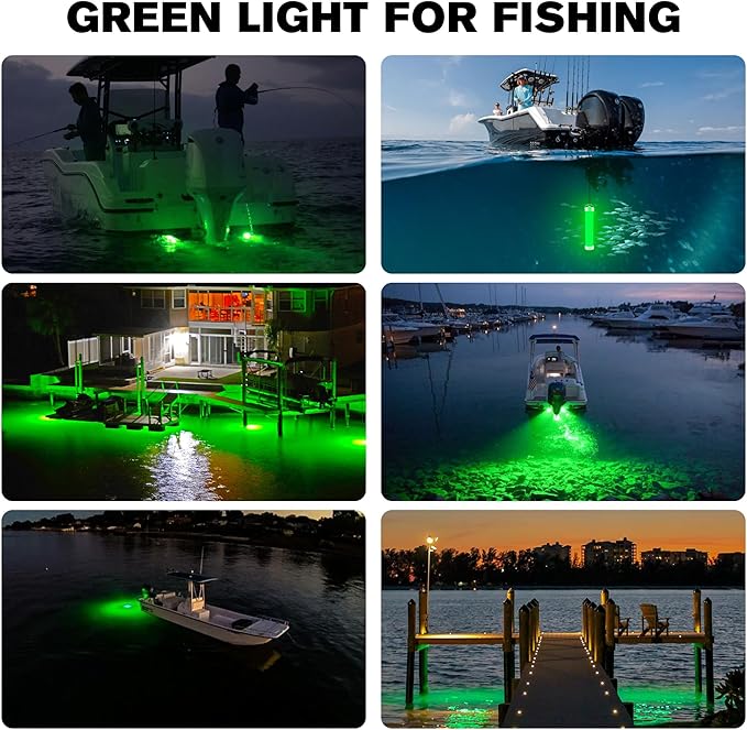 Goldlife 水中集魚灯 400W 40000LM 100フィートケーブル GFCI安全プラグ 明るいグリーンLED 水中ライト 桟橋/ボート/カヤック用 IP69K 淡水・海水対応