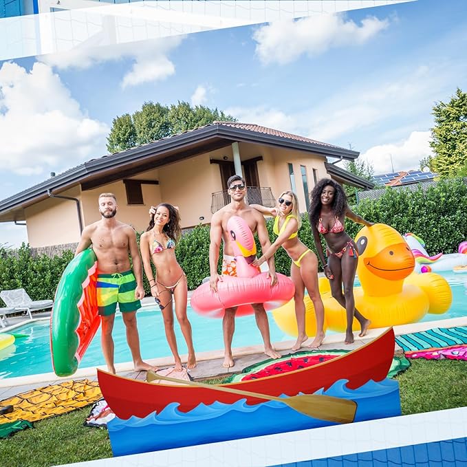 Canoe Cardboard Cutout Stand up Set Beach Nautical-Inspired Events Camping-Themed Canoe Stand up Photo Props for VBS Vacation Bible School Party Supplies (6 Ft)