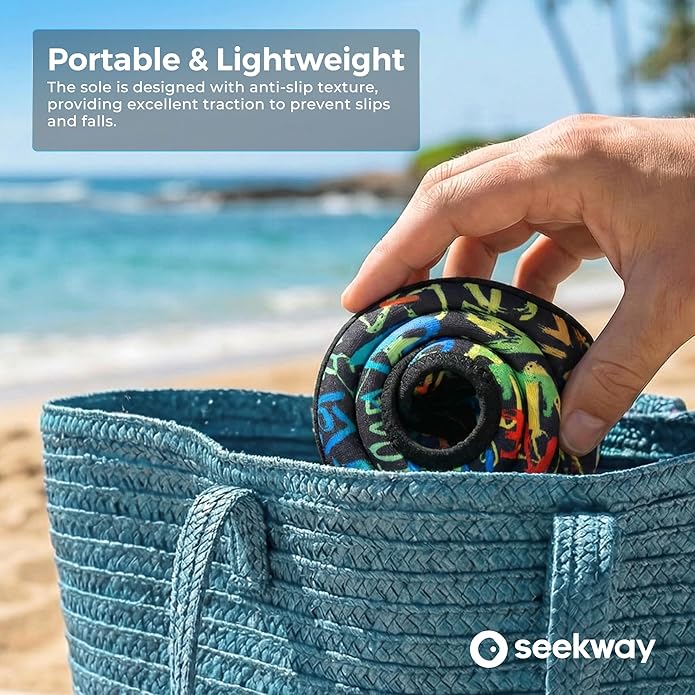 SEEKWAY Water Shoes Women Men Adult Quick-Dry Aqua Socks Barefoot Non Slip for Beach Swim River Pool Lake surf Black SK002(U)