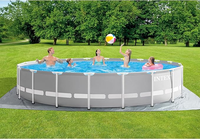 INTEX 26755EH プリズムフレームプレミアム地上設置型プールセット:20フィートx52インチ – 1500 GPH カートリッジフィルターポンプ – 取り外し可能なはしご – プールカバー – グランドクロス付属