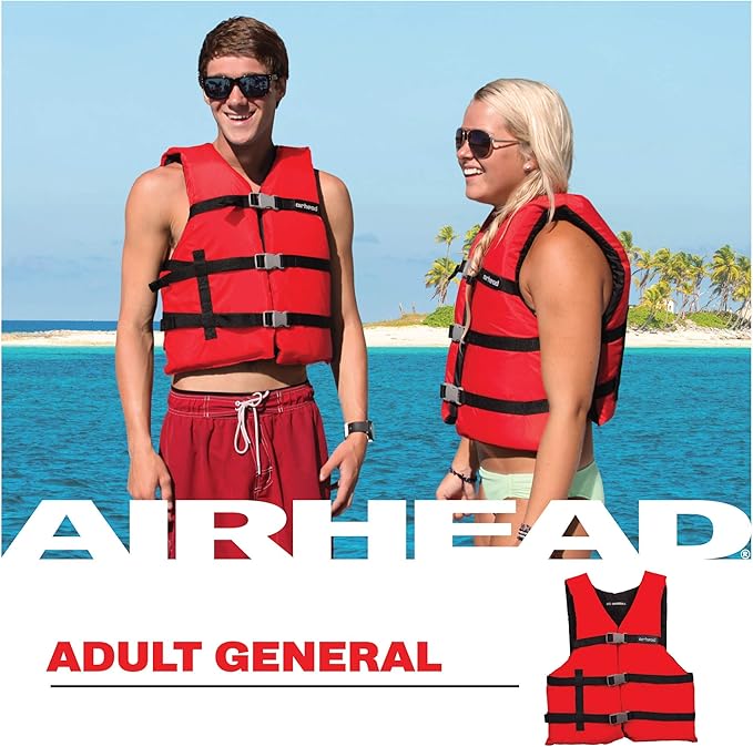 Airhead 一般用ライフジャケット、米国沿岸警備隊承認タイプIIIライフベスト、ボートや水上バイクでの使用に最適