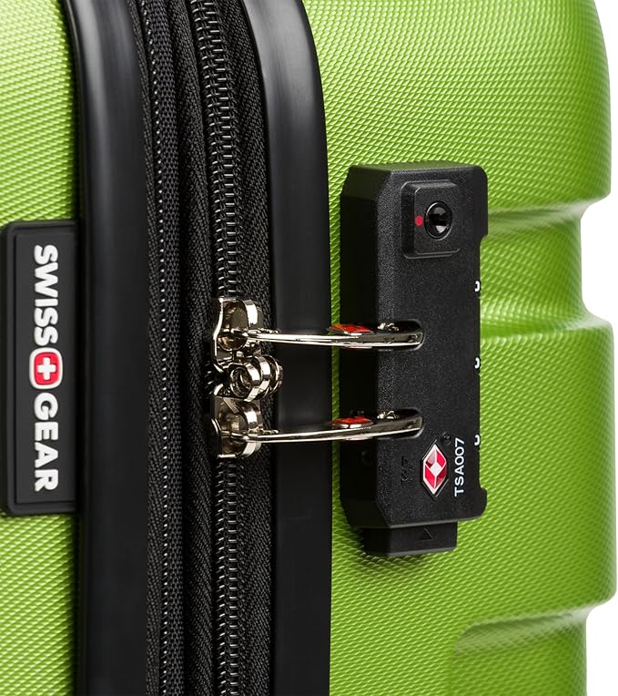 SwissGear 7366 Signature Hardside Expandable Luggage with Spinner Wheels, TSA Lock, Green, Checked-Medium 23-Inch