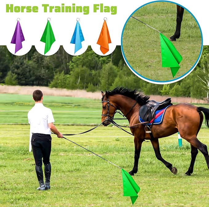 Equestrian Training Flag 4 Pieces Equestrian Training Equipment Nylon Flag with Flagpole