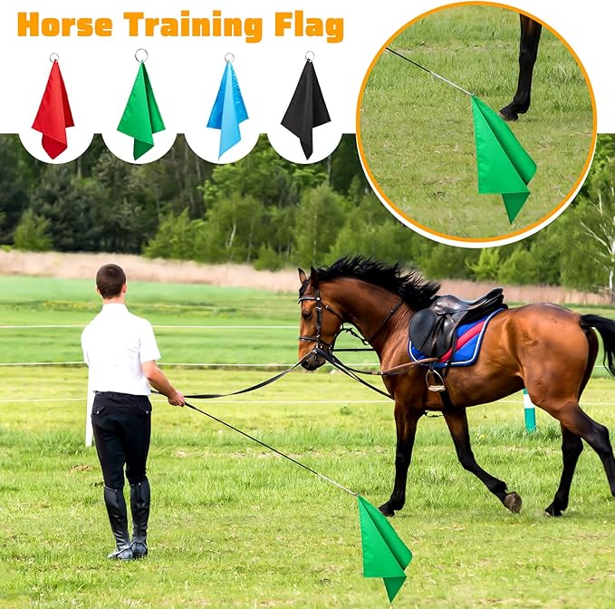 Equestrian Training Flag 4 Pieces Equestrian Training Equipment Nylon Flag with Flagpole