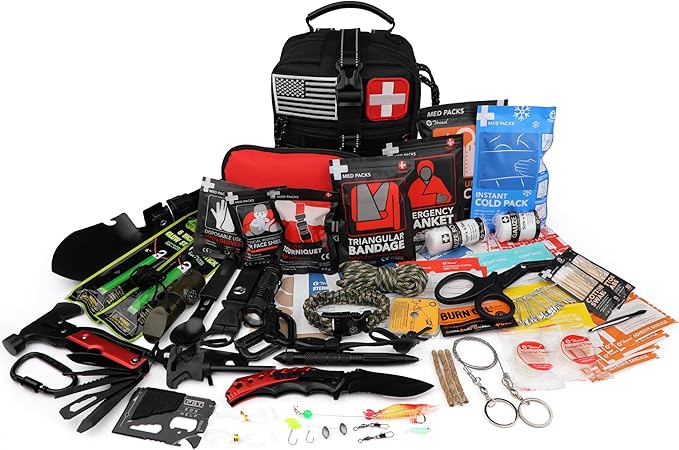 Survival First Aid Kit, 190 Pcs Survival Gear and Medical Supplies, Military IFAK EMT Molle Tactical Pouch for Outdoor, Camping, Hiking, Car, Vehicles and More