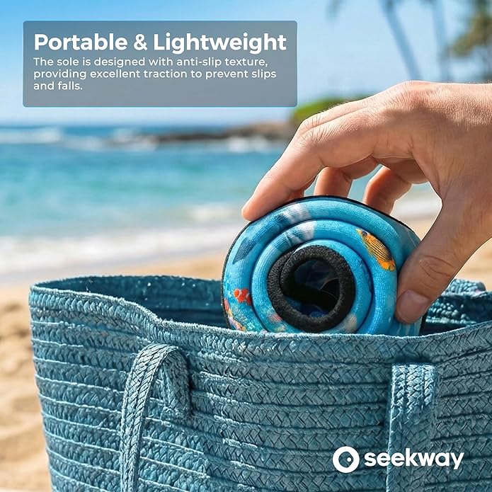 SEEKWAY マリンシューズ ウォーターシューズ レディース メンズ 大人 速乾 アクアソックス ベアフット 滑り止め ビーチ水泳 川 プール 湖 サーフィン用 ブラック SK002(U)