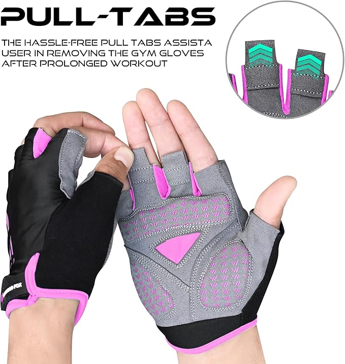 WESTWOOD FOX Cycling Gloves for Men Women,Half Finger Unisex Gel Padded Anti-Slip Mountain Bike Gloves, Breathable Shock Absorption Grip Palm Bicycle Summer Riding MTB Bike Gloves