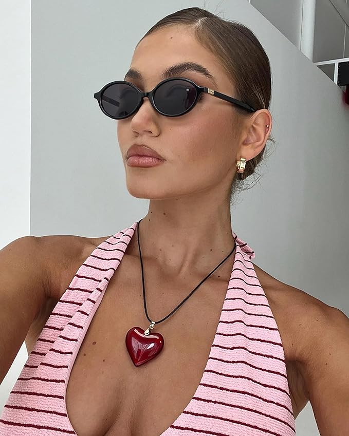 Retro Oval Sunglasses for Women Vintage 90s Y2K Trendy Designer Sun Glasses