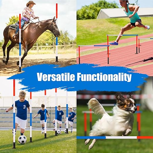 6 Pcs Pole Bending Poles for Horses with Bag, 6FT Adjustable Poles Training Equipment for Horse and Dog,Soccer Equipment for Training(Blue)