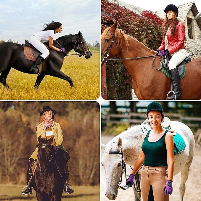 FINGER TEN Horse Riding Gloves Equestrian Women Kids for Girls Boys Mesh Breathable Lightweight Color Pack, Comfortable Grip for Summer