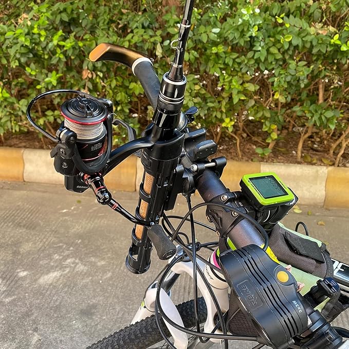 Bike Fishing Rod Holder-Fishing Rods are Securely Attached to The Bike - Safe and Secure - Easy to Mount,Rod Rack for Bicycle Fishing (Black)