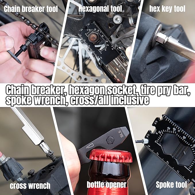 23-in-1 Bicycle Repair Tool Set, Portable Magnetic Multifunctional Tool – Includes Tire Levers, Chain Cutter, 4/5/6/8 mm Hex Wrenches,T25 Box Spanner, and Spoke Wrenches (23 in 1)