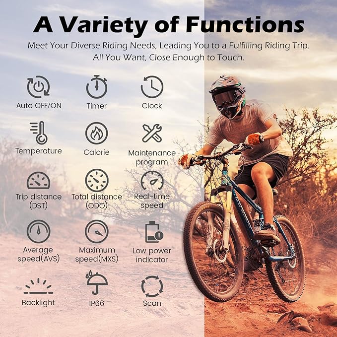 PRUNUS Bike Speedometer and Odometer Wireless Waterproof Bicycle Computer with Touch Sensor Switch, Big Digital LCD Screen, Automatic Wake-up for Outdoor MTB Road Cycling and Fitness…