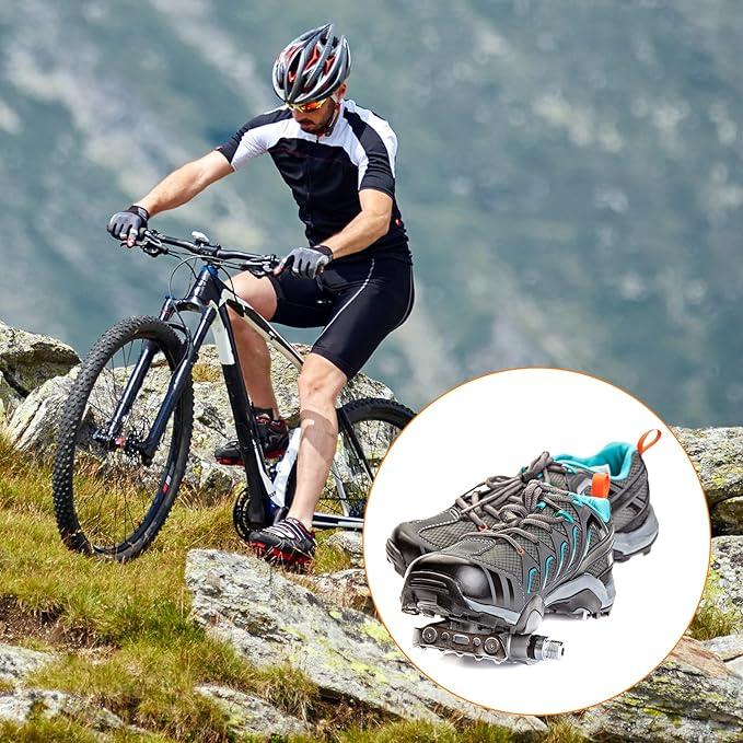 Therwen 4 Pcs Bike Cleats Bicycle Cleats Cycling Cleats with 2 Hexagonal Wrenches for MTB Shoes Compatible with Eggbeater Candy Mallet Smarty Pedals