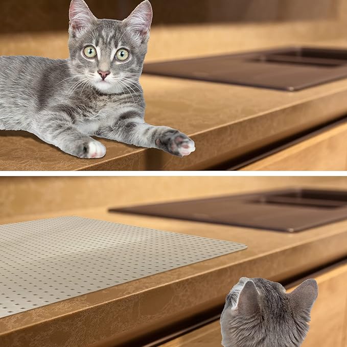 RESILIA Counter Top Protector Pet Deterrent Tiles - Pet-Free Training Mat, for Cats, Dogs, Rabbits, Indoor and Outdoor Use, Beige Color, 12 Inches x 12.75 Inches, 4 Pack