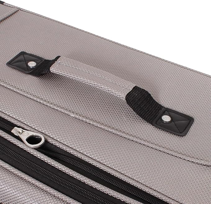 SwissGear Sion ソフトサイド 拡張可能ラゲッジ – 360度回転ホイールと格納式ハンドル付きミディアムチェック柄スーツケース – 25インチ、1~7泊の旅行に最適 – ピューター