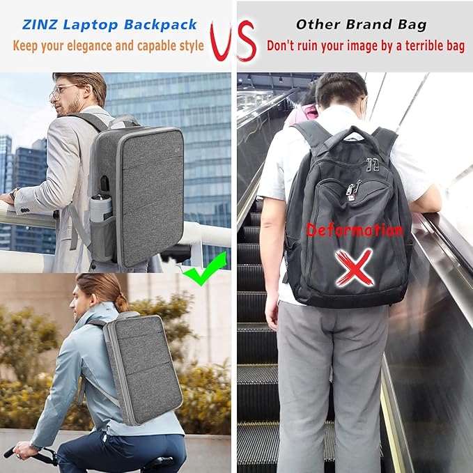 ZINZ Slim & Expandable Laptop Backpack 15 15.6 16 Inch Sleeve, Spill-Resistant Notebooks Bag Case for Most 14-16 Inch MacBooks Surface-Books Dell HP Lenovo Asus Computers,D01G01