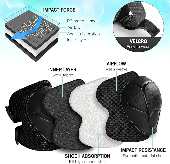 Kids Bike Helmet Set for Boys Girls Toddler Bicycle Helmet Adjustable Skateboard Helmet Protective Gear Set Knee Elbow Wrist Pads for Children Cycling, Scooter, Outdoor Sports