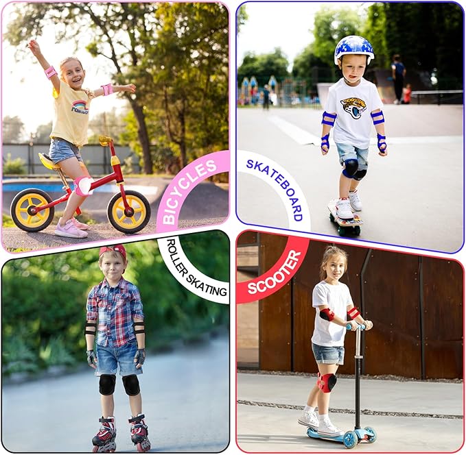 Knee Pads for Kids 3-14 Years Toddler Knee and Elbow Pads with Wrist Guards for Bicycle Scooter Roller Skates Skateboarding