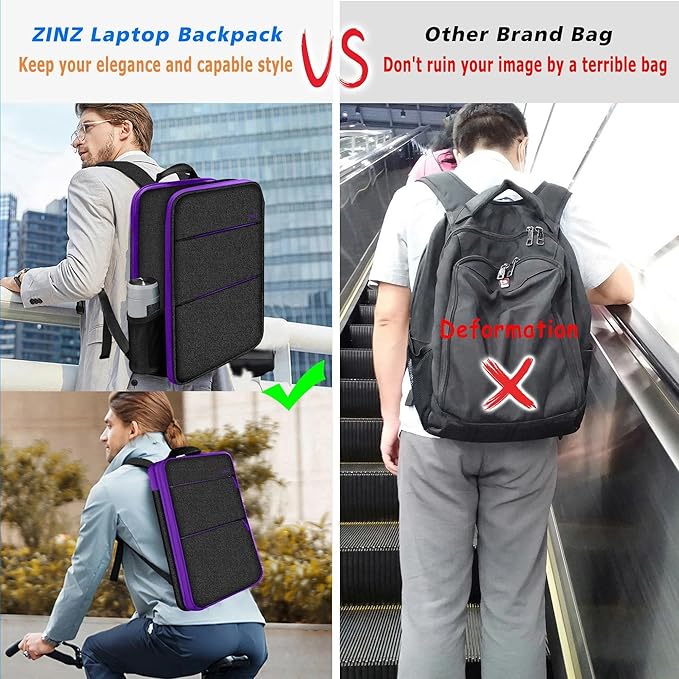 ZINZ Slim & Expandable Laptop Backpack 15 15.6 16 Inch Sleeve, Spill-Resistant Notebooks Bag Case for Most 14-16 Inch MacBooks Surface-Books Dell HP Lenovo Asus Computers, B01PU01