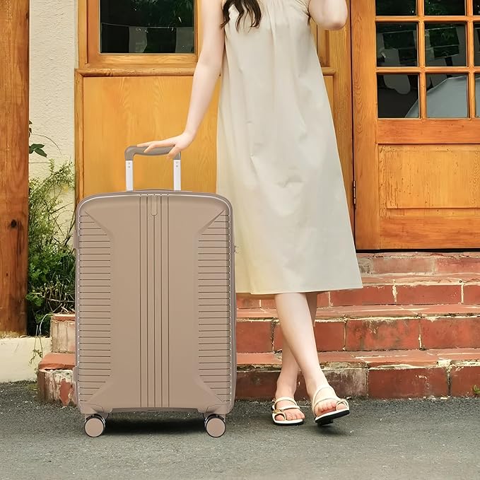 3 Pcs Hardshell Luggage Sets, Lightweight Wave Suitcases with Spinner Wheel