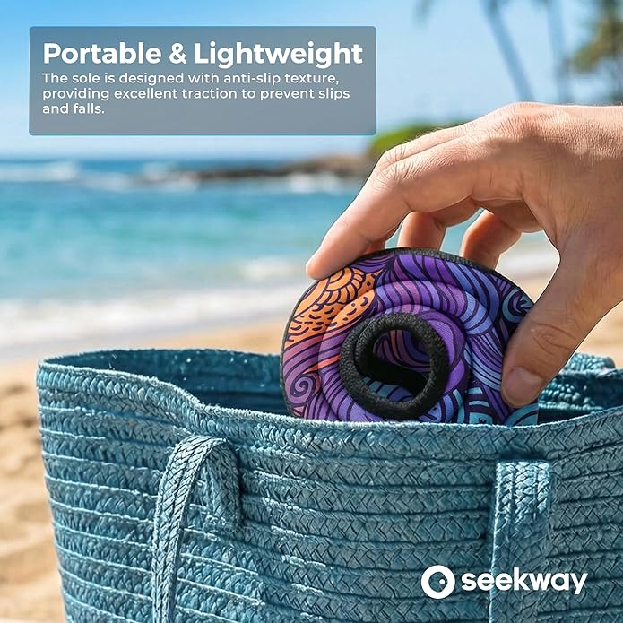 SEEKWAY マリンシューズ ウォーターシューズ レディース メンズ 大人 速乾 アクアソックス ベアフット 滑り止め ビーチ水泳 川 プール 湖 サーフィン用 ブラック SK002(U)