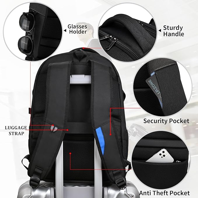 DUSLANG 17 Inch Laptop Backpack for Travel Water Resistant College Backpack for Women Laptop Bag with USB Charging Port,Beige A