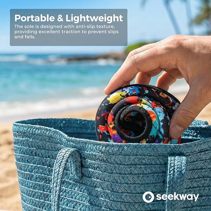 SEEKWAY Water Shoes Women Men Adult Quick-Dry Aqua Socks Barefoot Non Slip for Beach Swim River Pool Lake surf Black SK002(U)