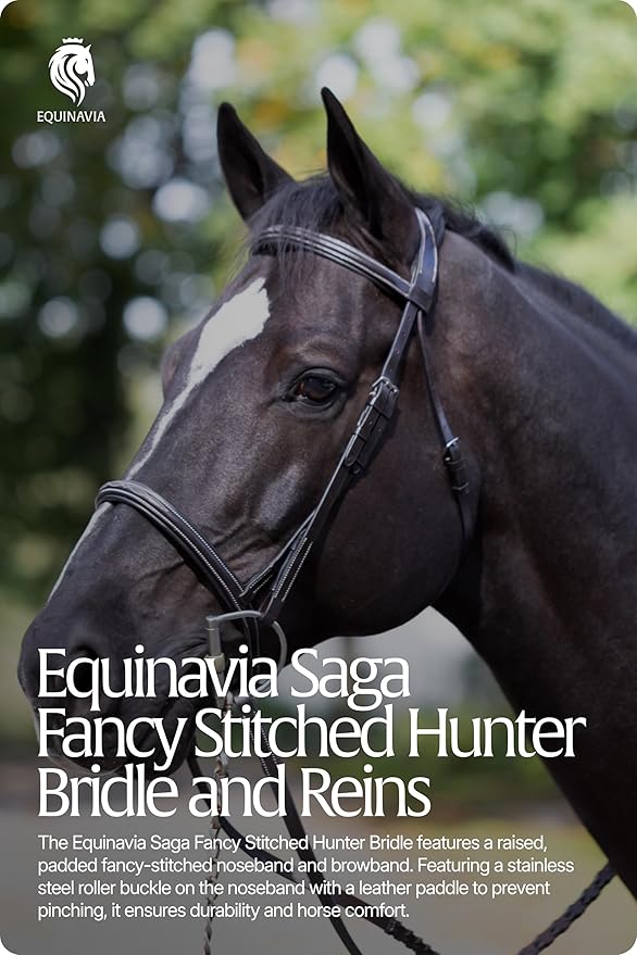 Equinavia Saga Adjustable Padded Fancy Stitched Hunter Bridle with Reins