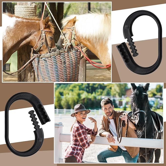 Shinylin 4 Pcs Protective Horse Blocker Tie Multi-Purpose Horse Clip Portable Versatile and Reusable Tie with Quick Release Under Heavy Pressure Design for When Secure is a Concern(Black)