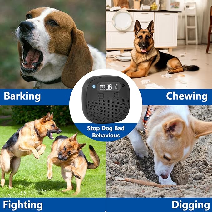Tetra Ultrasonic Dog Bark Deterrent Devices, Rechargeable Anti Barking Device for Dogs with Sensor & 60ft Remote Control, Adjustable Bark Stopper Indoor Outdoor