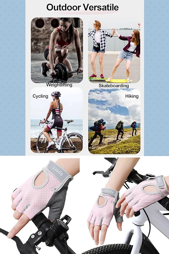 Fingerless Cycling Gloves Men Women Breathable Mesh Anti-Slip Workout Gloves for Fishing Gym Exercise Fitness Rowing