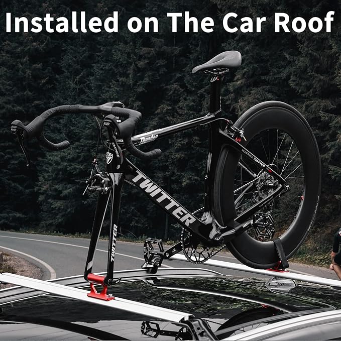 Quick Release Fork Mount, Bike Car Roof Mount Rack Road Bicycle Fork Block Thru Axle Wheel Holder, Truck Bed Fork Mount with Installation Adapters MTB Tire Holder Rack Mount, Red