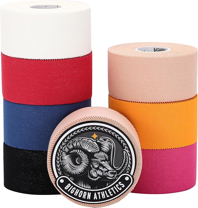 Bighorn Athletics Sports Tape | EZ-Tear Orange Athletic Tape for Wrist, Ankle & Foot Support | Zinc Oxide Infused & Latex-Free Adhesive, Breathable Cotton Fabric, 1.5-Inch x 45-Feet, 4 Rolls, Orange