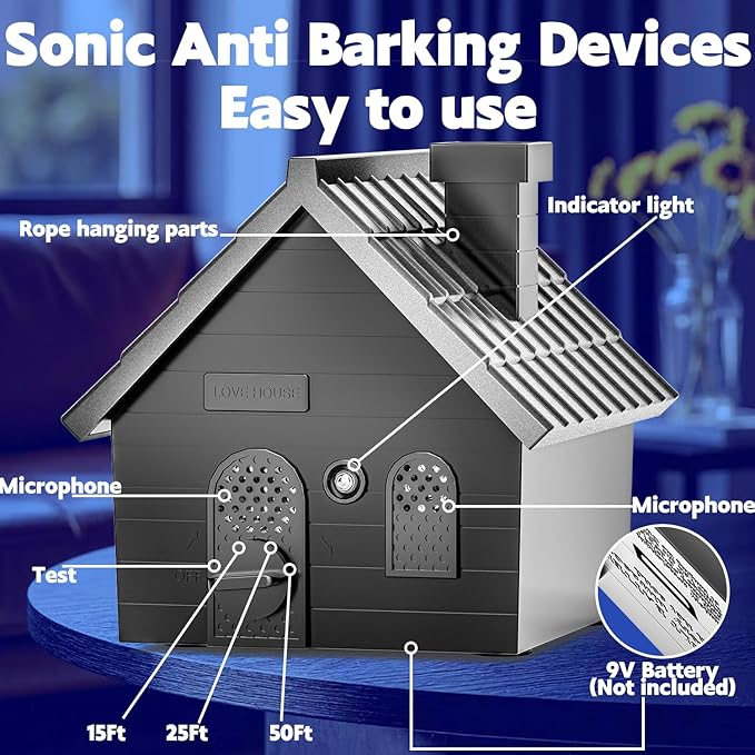 Mimo Style Anti Barking Device for Dogs, Ultrasonic Dog Bark Deterrent Devices, Dog Barking Silencer up to 50 FT, Dog Barking Control Device, Bark Box Indoor Outdoor Use(Black)